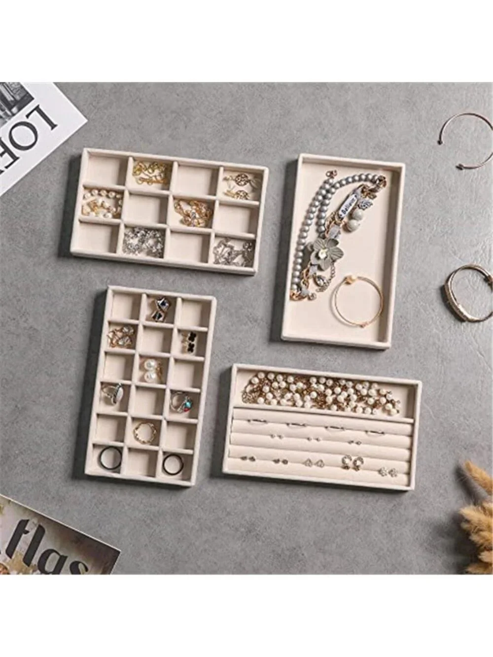 Jewelry Trays for Drawer,Set of 9 Jewelry Organizer and Storage |Velvet Material